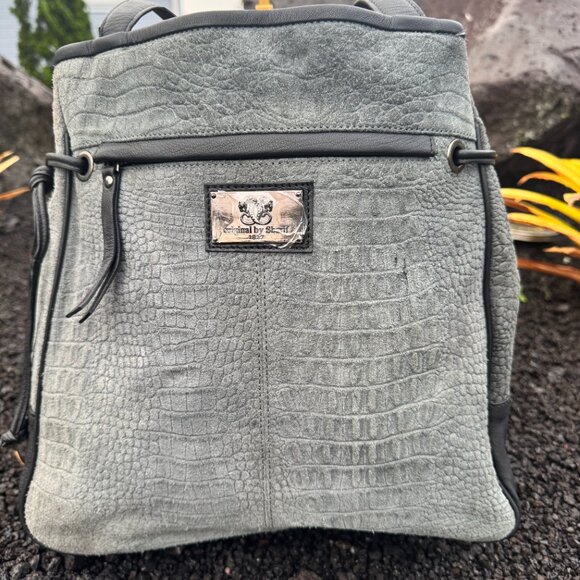 Sharif Gray and Black Shoulder Bag with Silver Accent - Picture 2 of 14